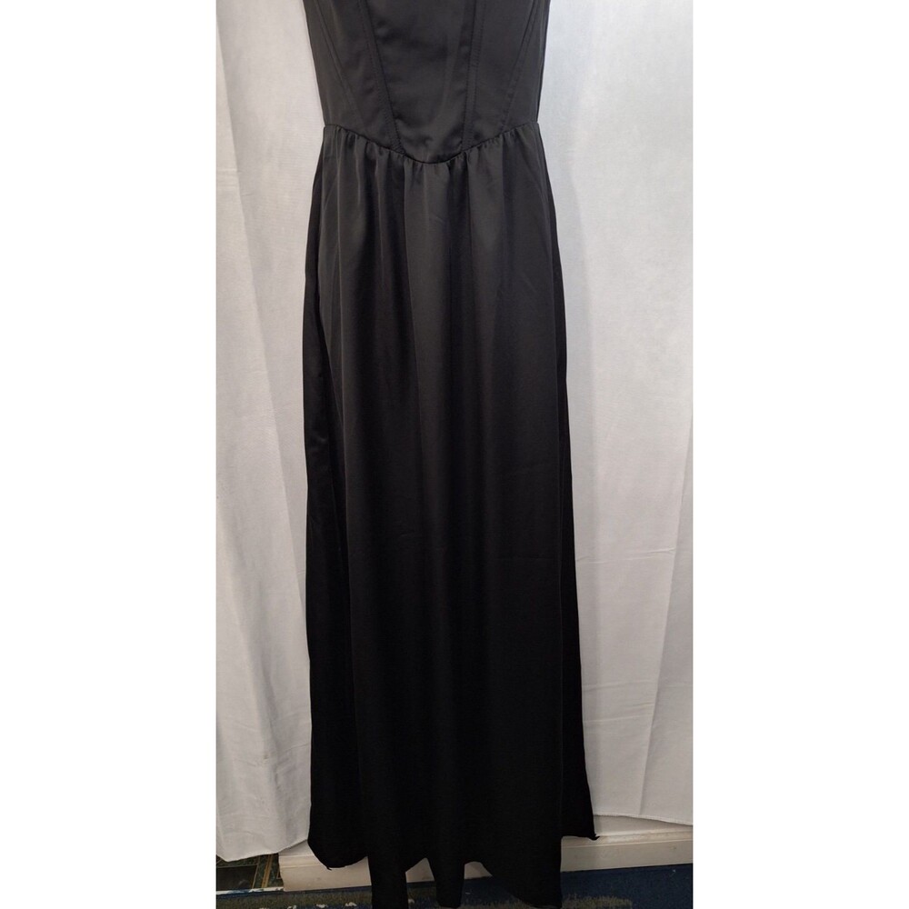 Show Me Your MuMu Nina Maxi Dress Sz Small Black Satin Elegant Wedding Formal - Picture 4 of 16